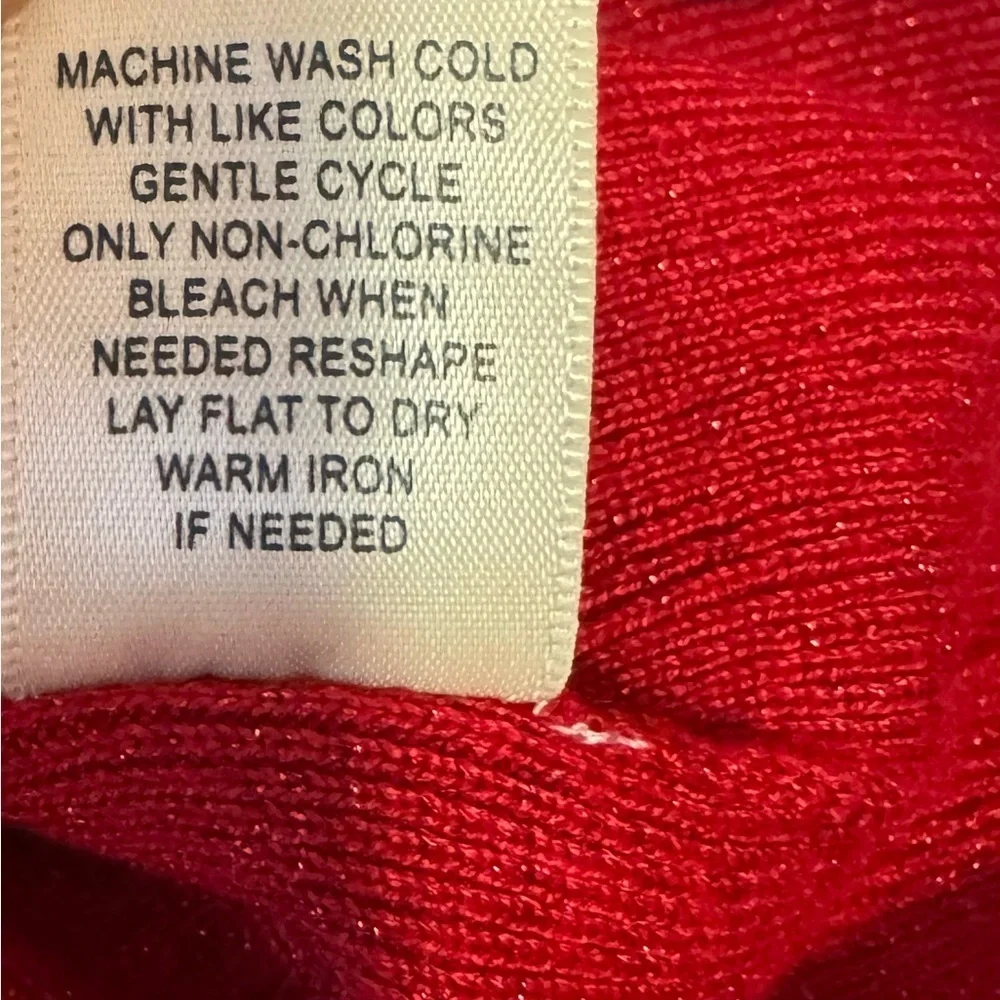 Ribbed Red Cowl Neck Tunic Sweater Women’s Medium Parisian Chic Minimalist